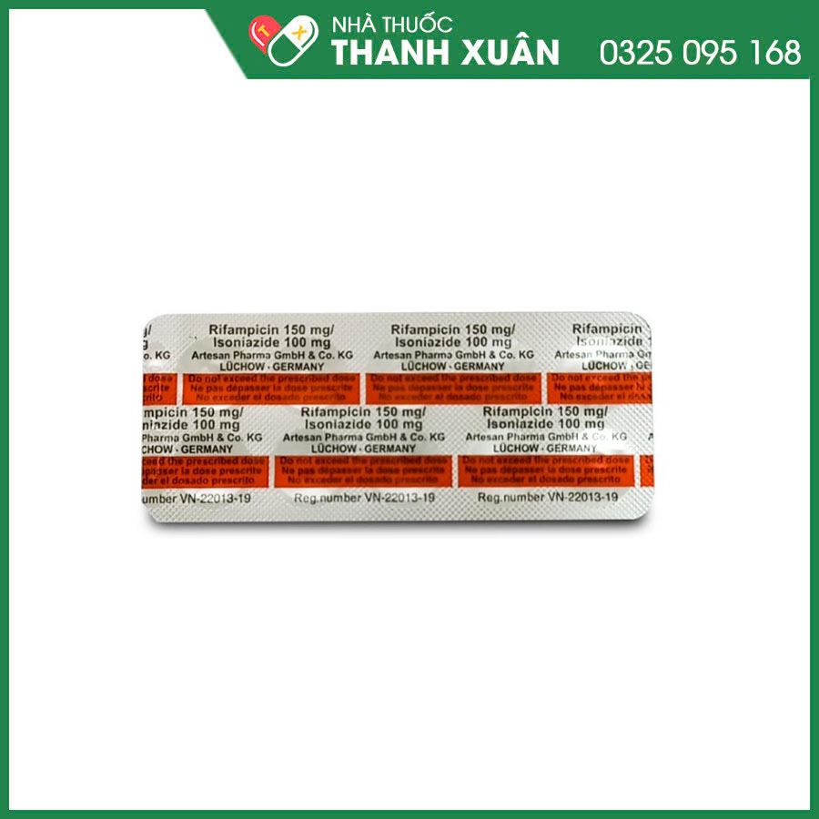 Rifampicin 150mg/isoniazide điều trị tất cả các thể lao phổi và lao ngoài phổi ở người lớn